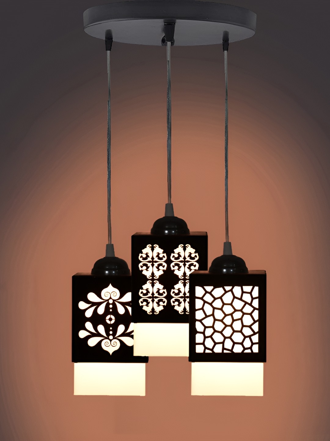 

1ST TIME Black & White Textured Wooden Rectangle Shaped Contemporary Ceiling Lamp