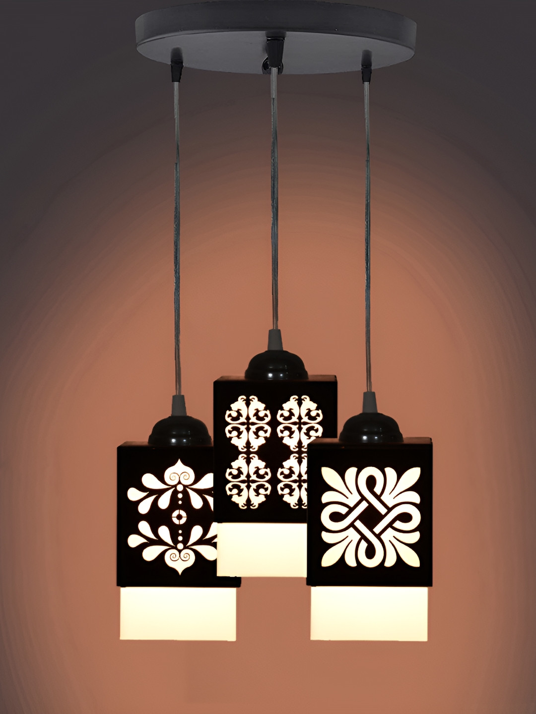 

1ST TIME Black & White Textured Wooden Rectangle Shaped Contemporary Ceiling Lamp