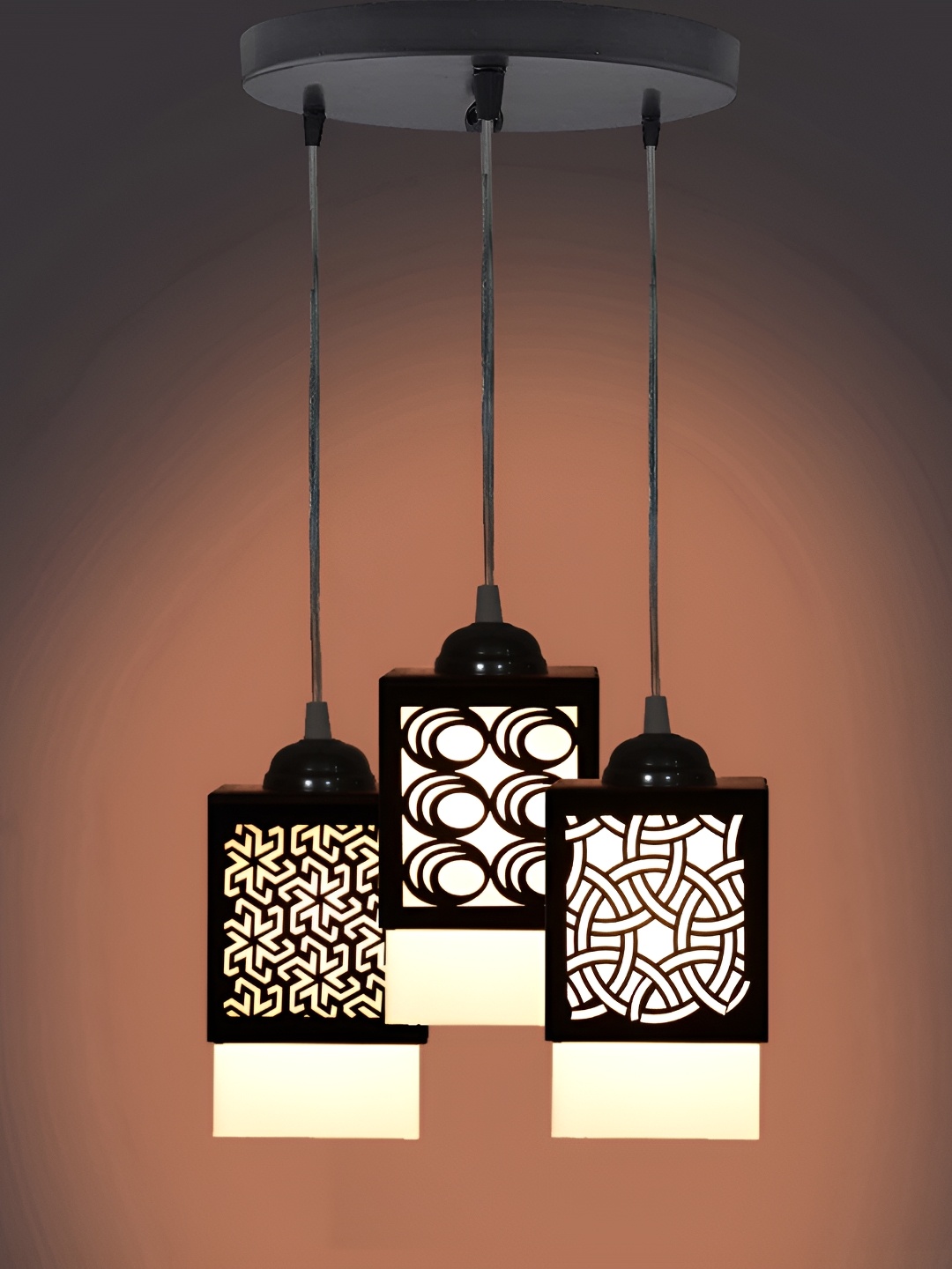 

1ST TIME Black & White Textured Wooden Rectangle Shaped Contemporary Ceiling Lamp