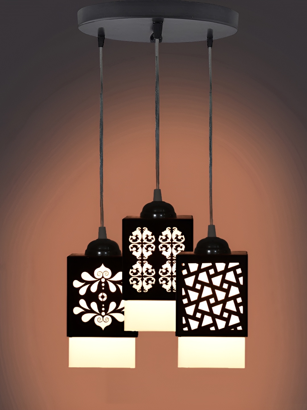 

1ST TIME Black & White Textured Wooden Rectangle Shaped Contemporary Ceiling Lamp