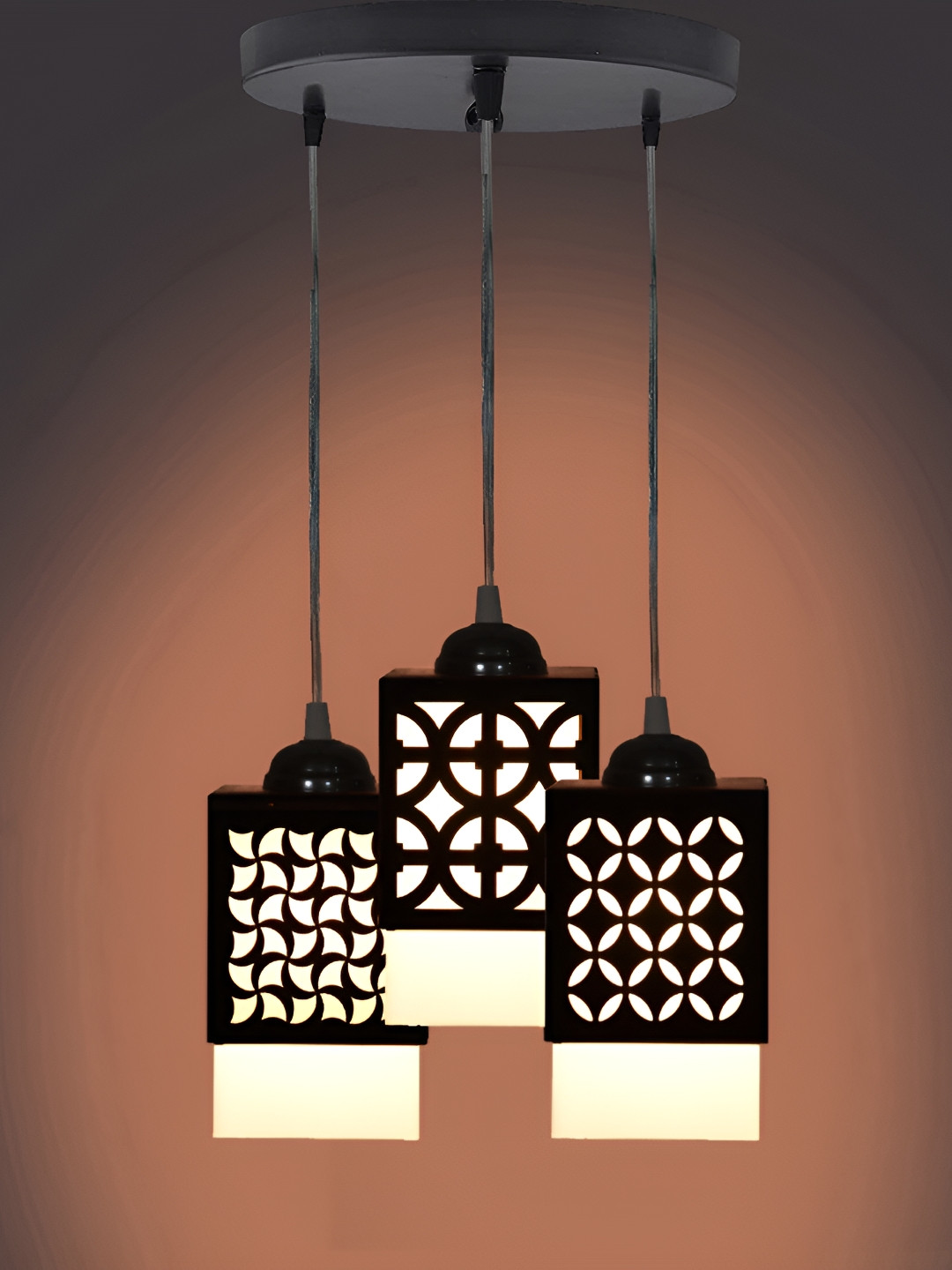 

1ST TIME Black & White Textured Wooden Rectangle Shaped Contemporary Ceiling Lamp