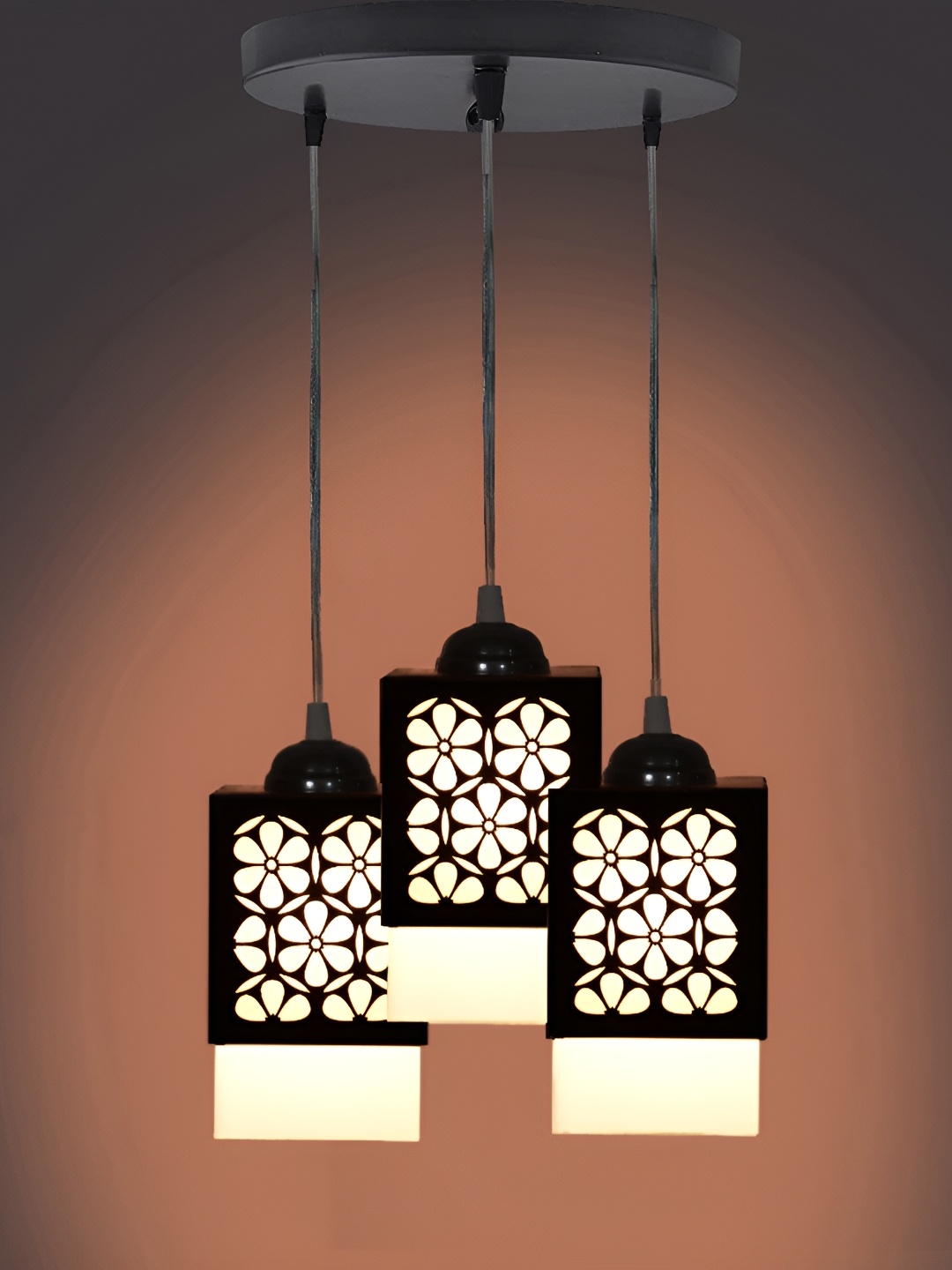 

1ST TIME Black & White Textured Wooden Rectangle Shaped Contemporary Ceiling Lamp