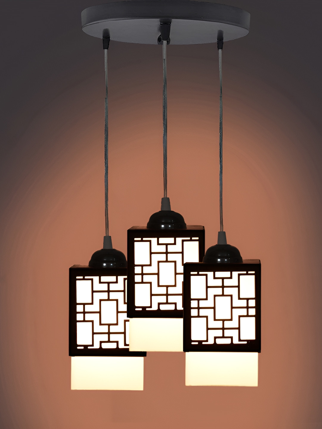 

1ST TIME Black & White Textured Contemporary Wooden Ceiling Lamp