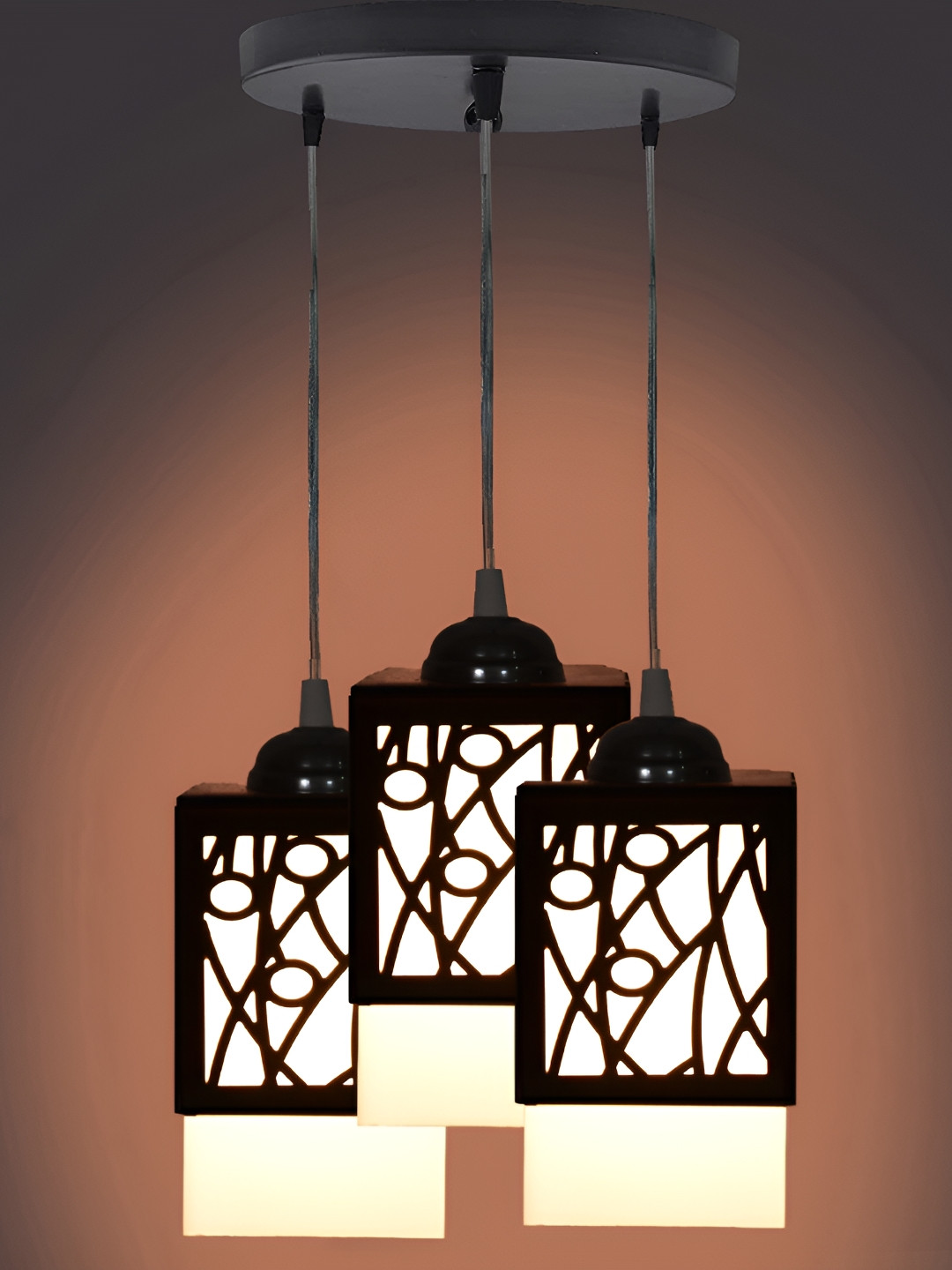 

1ST TIME Black & White Textured Wooden Rectangle Shaped Contemporary Ceiling Lamp