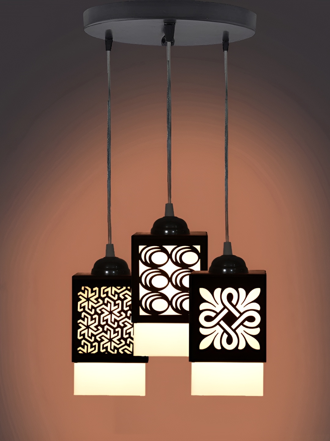 

1ST TIME Black & White Textured Wooden Rectangle Shaped Contemporary Ceiling Lamp