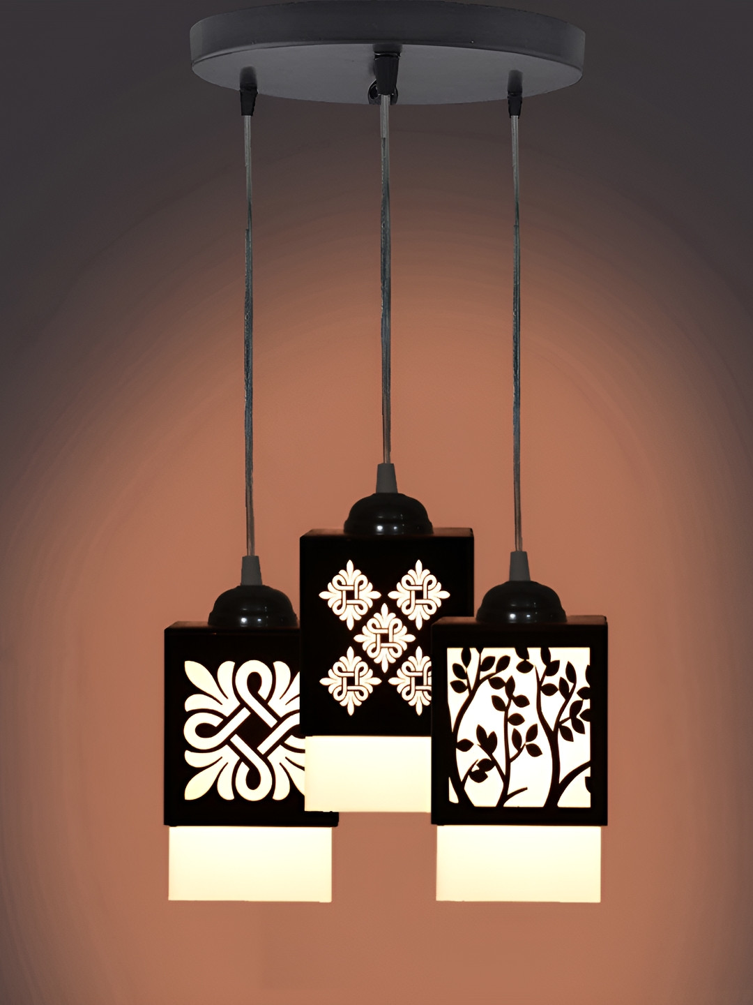 

1ST TIME Black & White Textured Wooden Rectangle Shaped Contemporary Ceiling Lamp