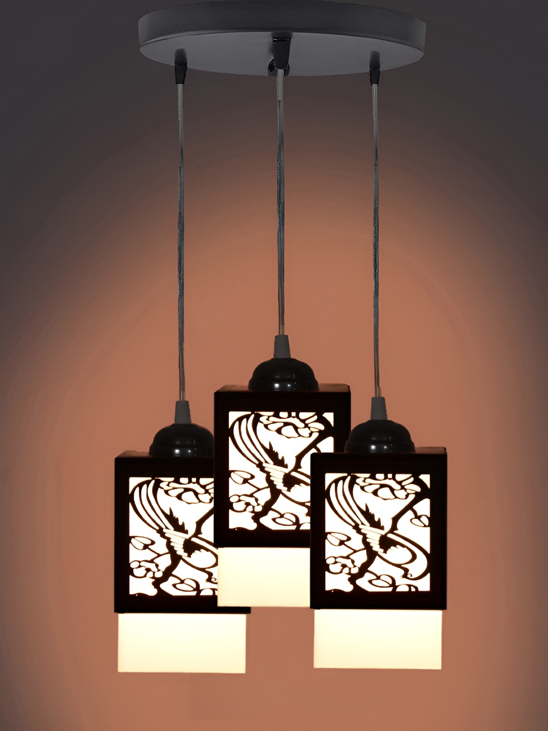 

1ST TIME Black & White Textured Wooden Rectangle Shaped Contemporary Ceiling Lamp