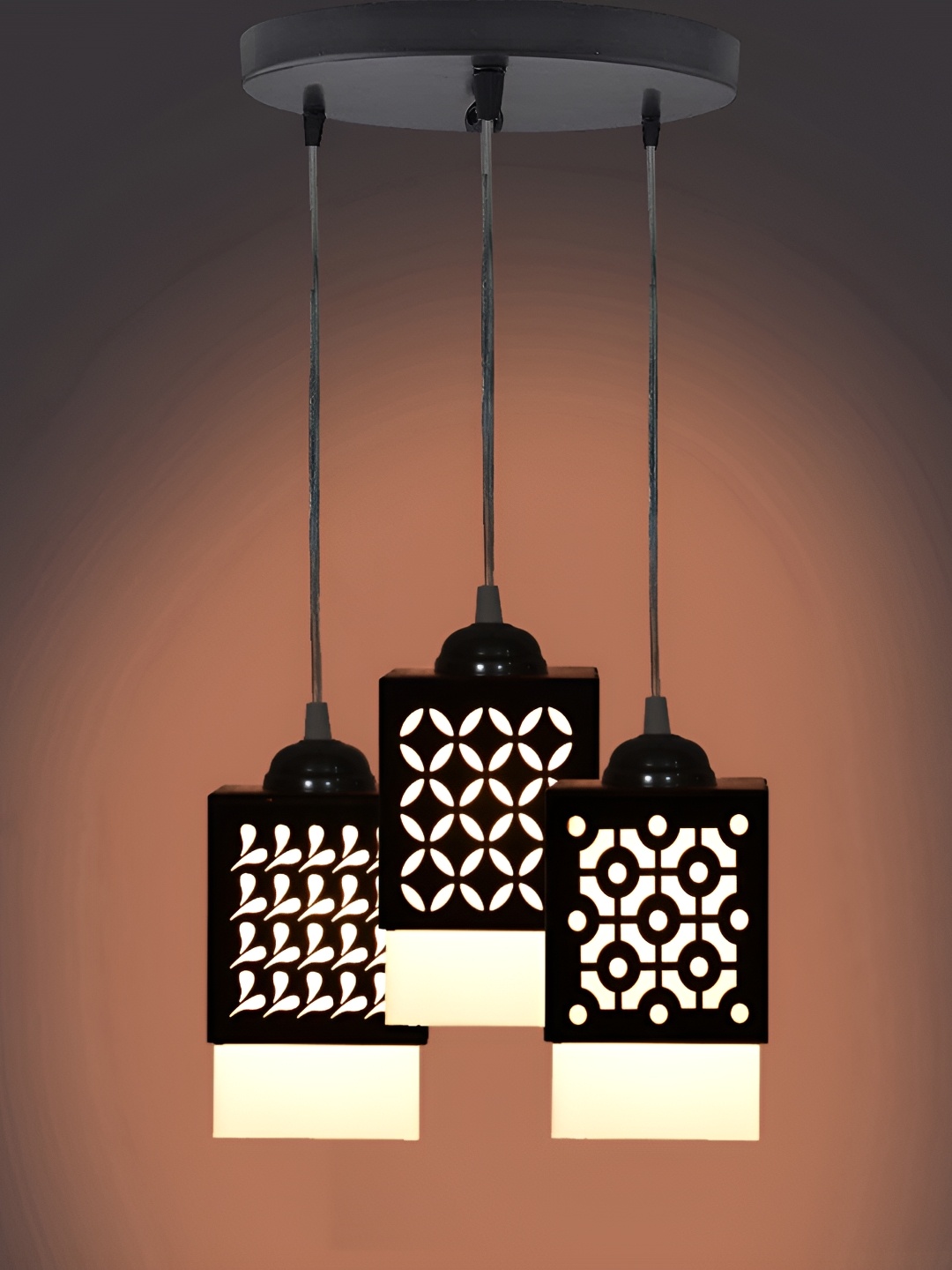 

1ST TIME Black & White Textured Wooden Rectangle Shaped Contemporary Ceiling Lamp