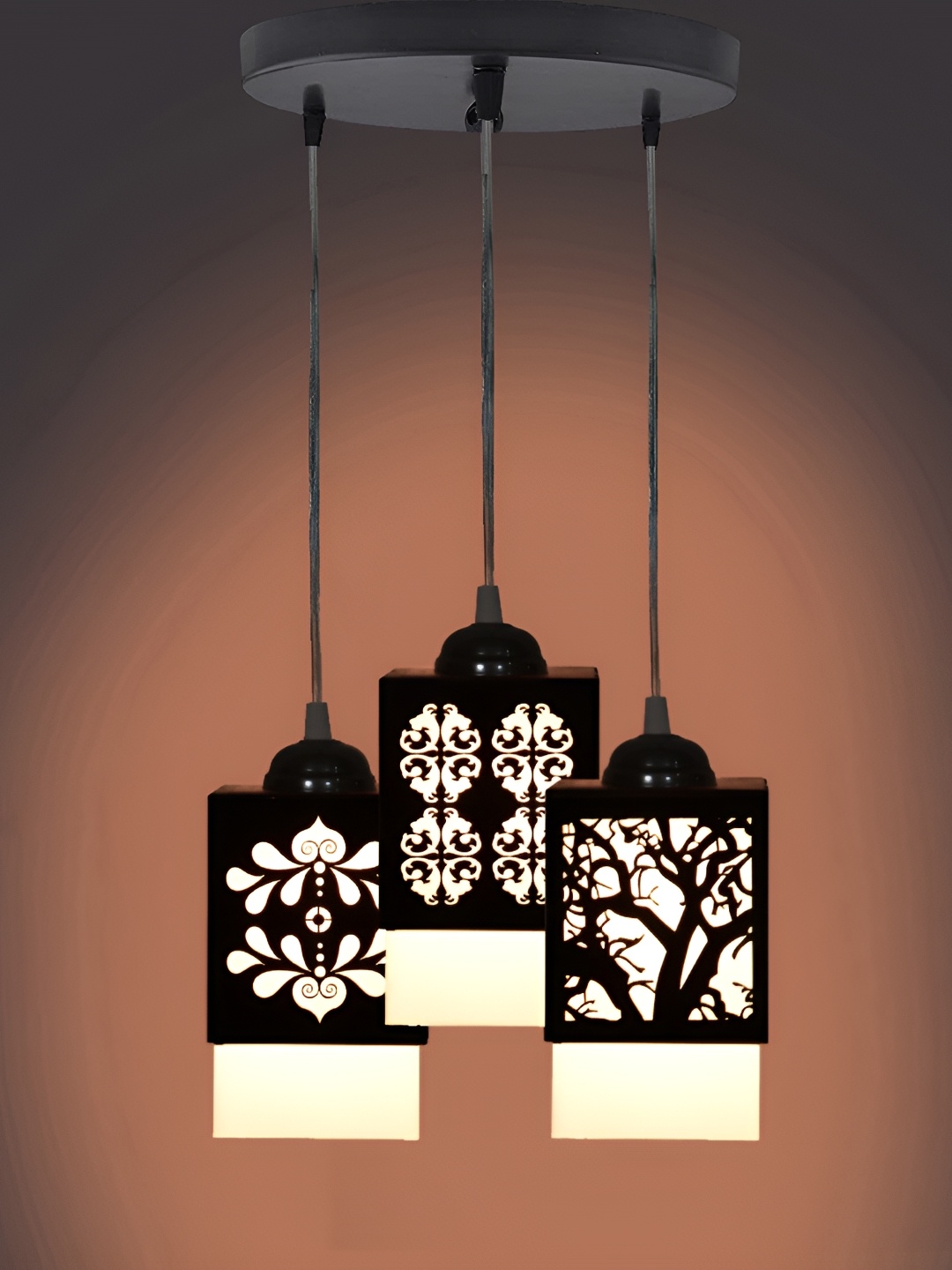 

1ST TIME Black & White Textured Contemporary Wooden Ceiling Lamp