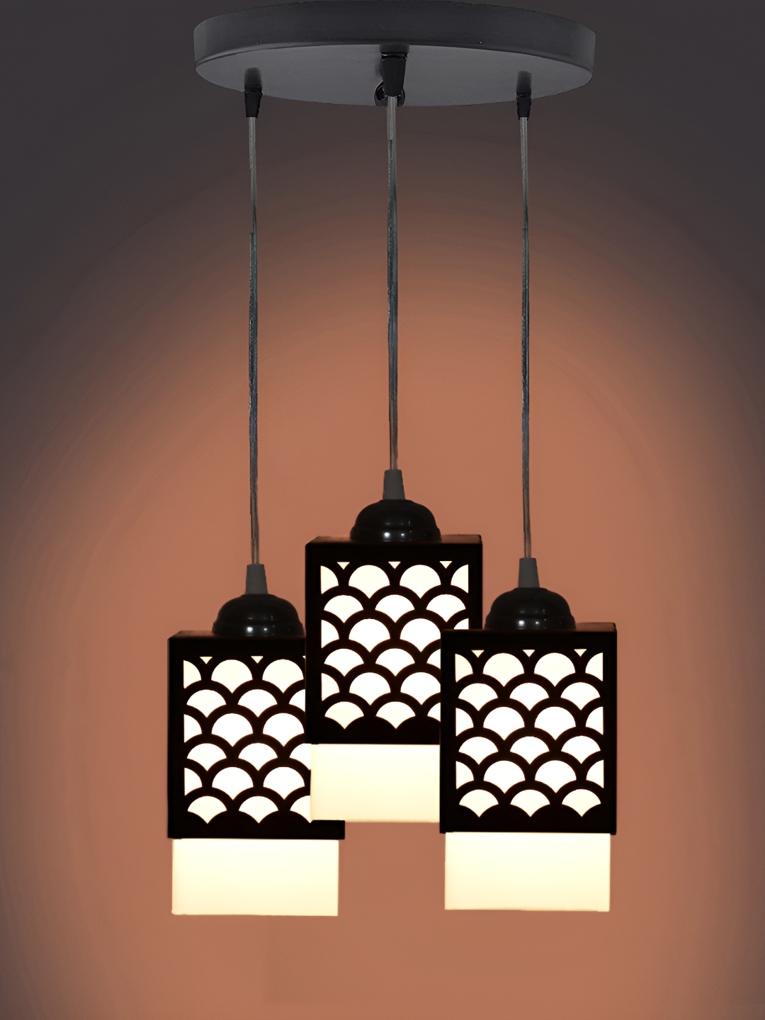 

1ST TIME Black & White Textured Wooden Rectangle Shaped Contemporary Ceiling Lamp