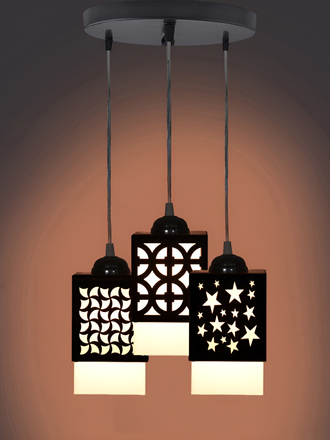 

1ST TIME Black & White Textured Wooden Rectangle Shaped Contemporary Ceiling Lamp