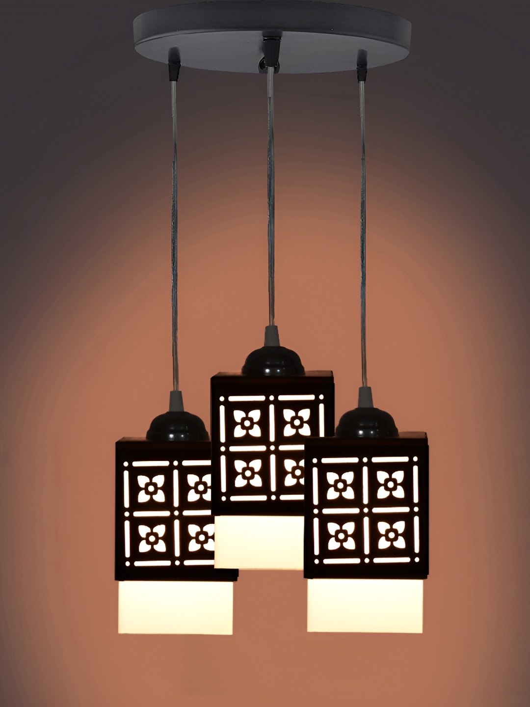 

1ST TIME Black & White Textured Wooden Rectangle Shaped Contemporary Ceiling Lamp