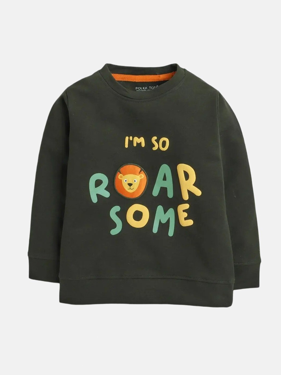 

Polka Tots Infants Typography Printed Round Neck Cotton Casual T-shirt, Green