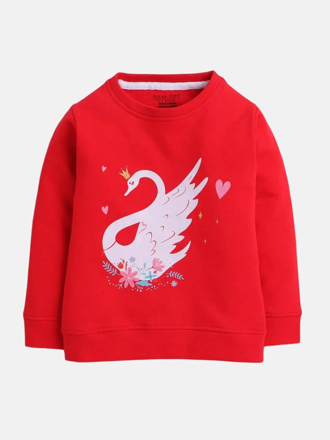 

Polka Tots Infants Graphic Printed Round Neck Cotton Casual T-shirt, Red