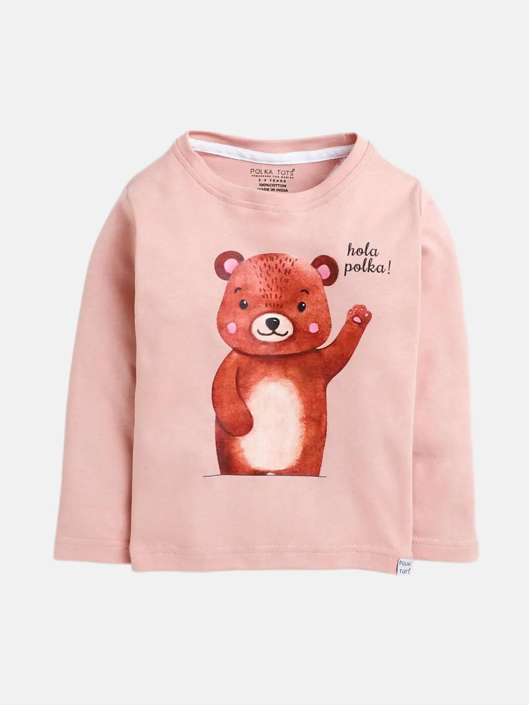 

Polka Tots Infants Graphic Printed Cotton Casual T-shirt, Pink