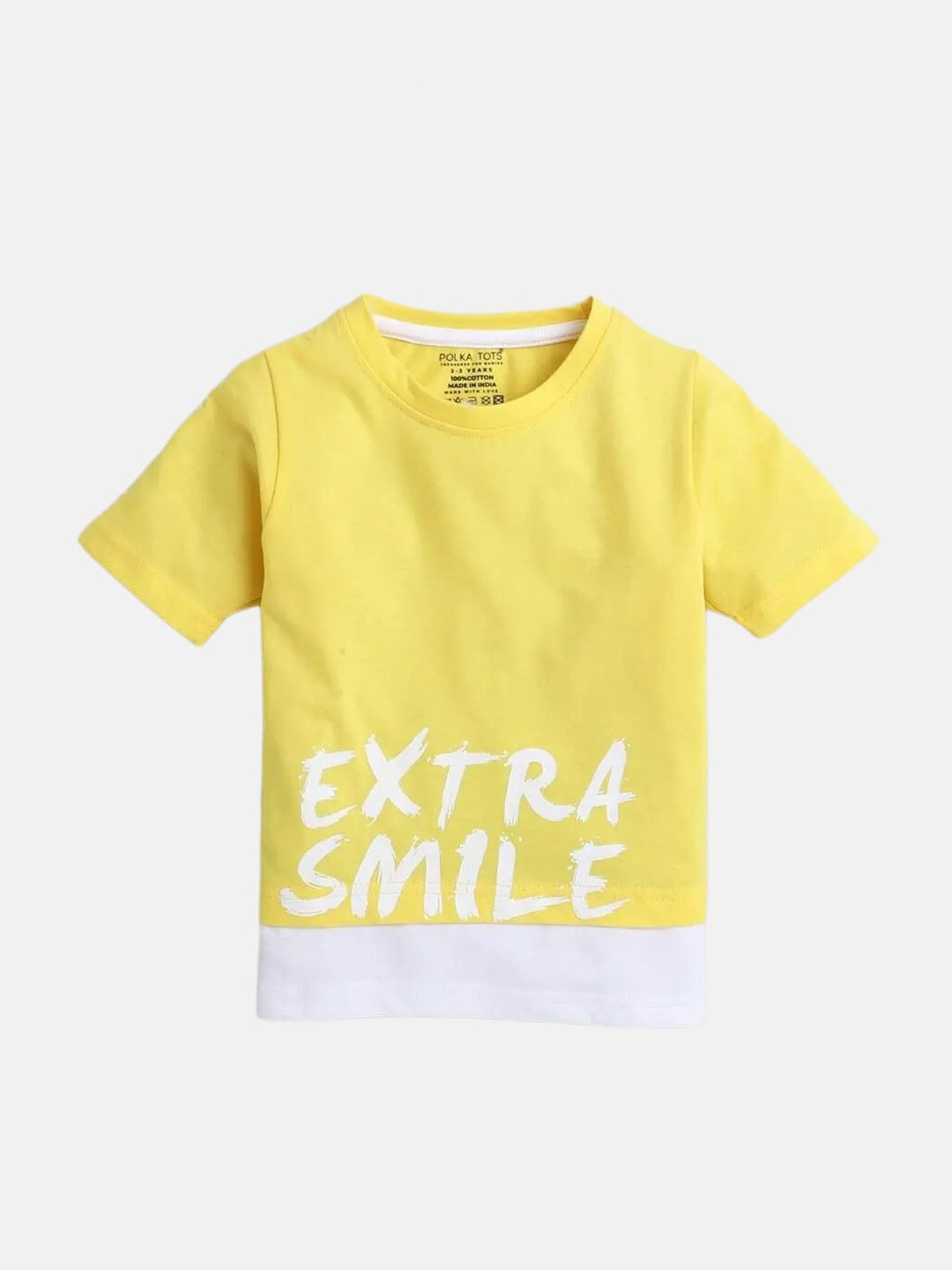 

Polka Tots Infants Typography Printed Cotton Casual T-shirt, Yellow