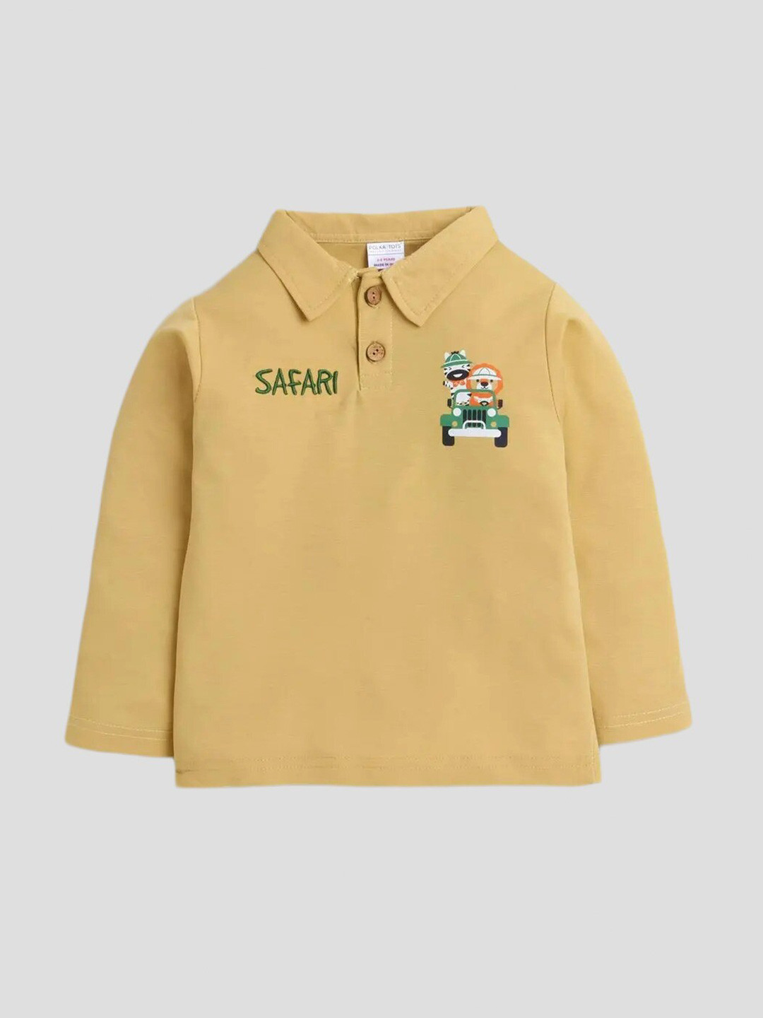 

Polka Tots Infants Polo Collar Cotton Applique T-shirt, Yellow