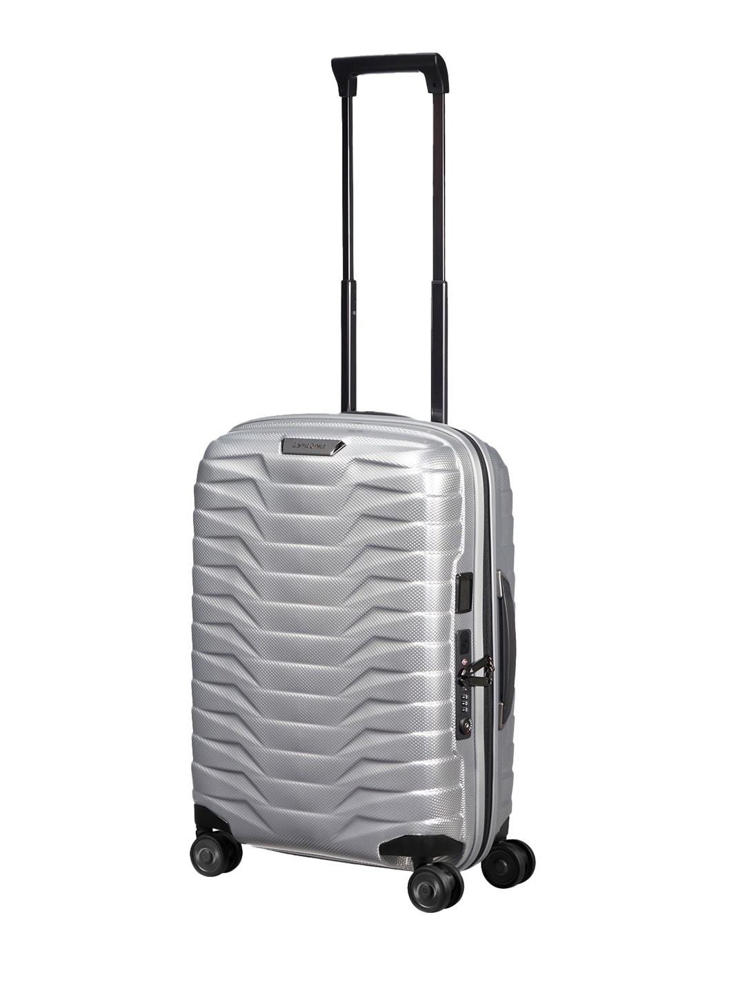 

Samsonite Proxis Textured Hard-Sided Cabin Trolley Bag 55 cms, Silver