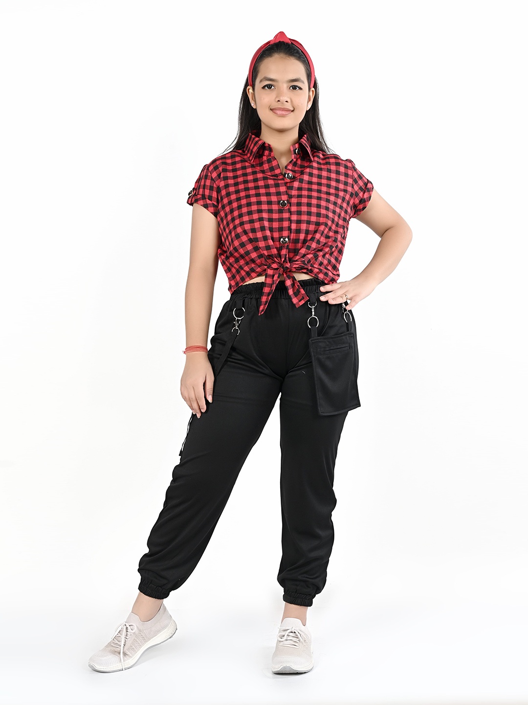 

BAESD Girls Checked Shirt & Trousers, Red