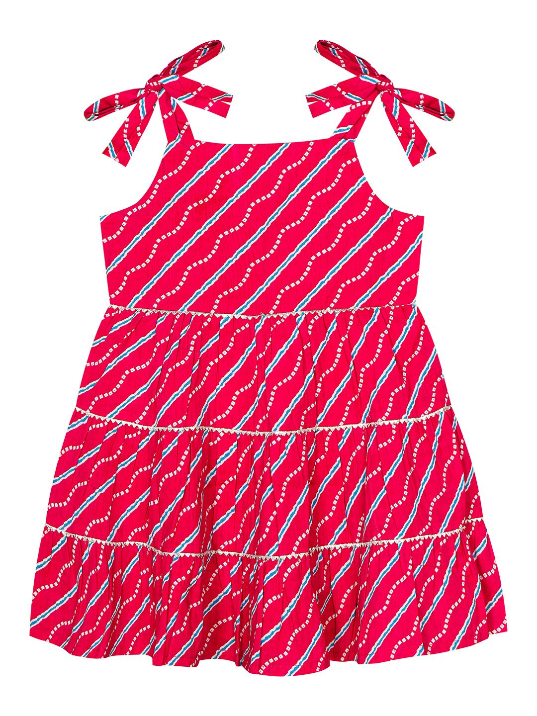 

Budding Bees Girls Geometric Printed Cotton A-Line Dress, Pink