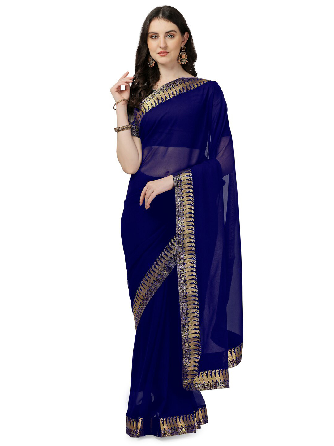 

trihut Woven Design Zari Saree, Blue