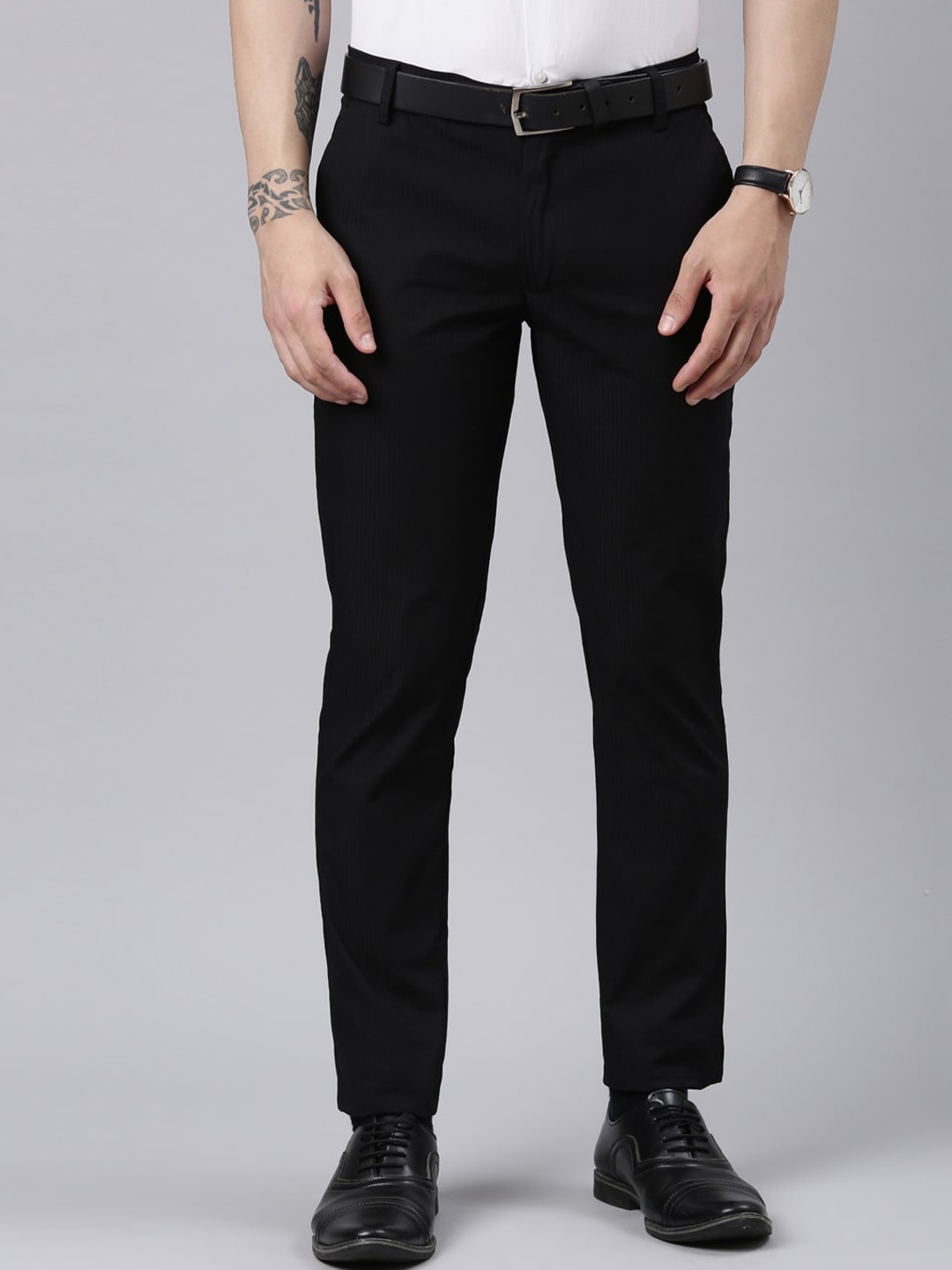 

THE SOUL PATROL Men Mid-Rise Formal Trousers, Black