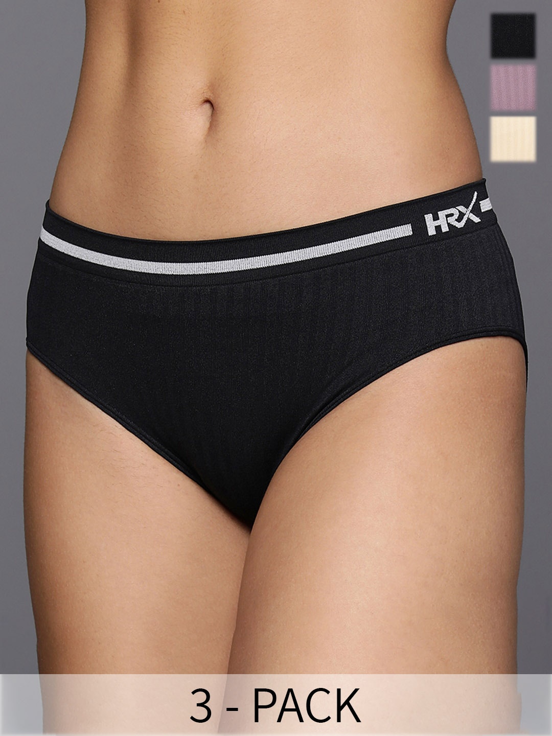 

HRX by Hrithik Roshan Black Pack Of 3 High Quality Fabric Seamless Basic Briefs