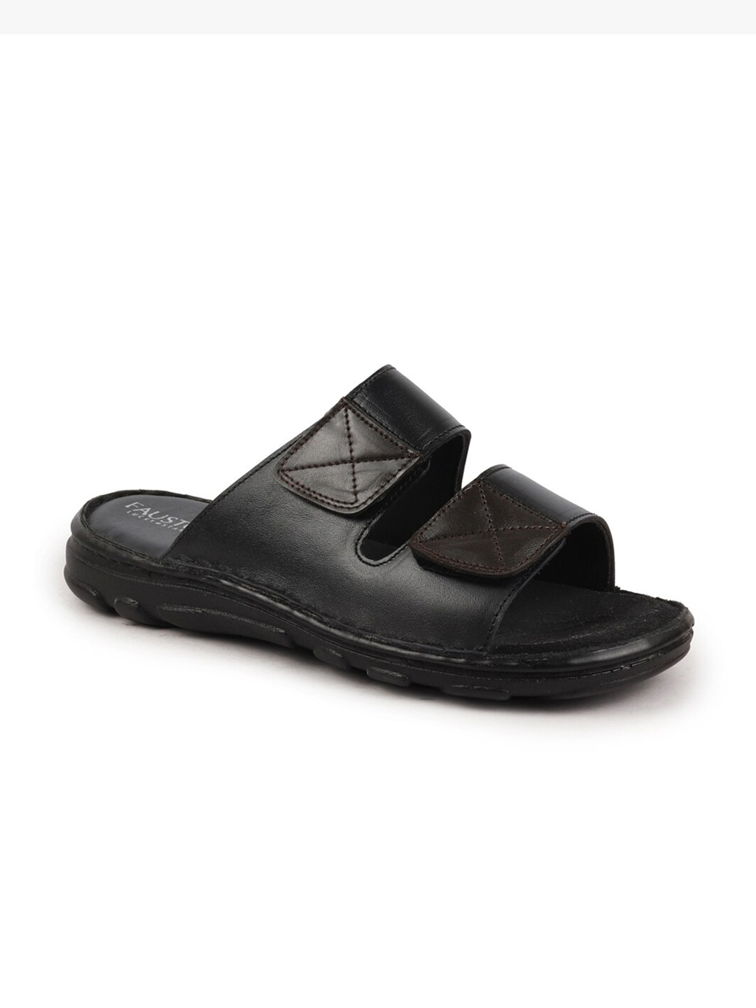 

FAUSTO Men Leather Comfort Sandals, Black