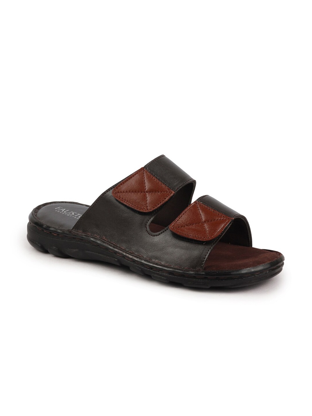 

FAUSTO Men Leather Comfort Sandals, Brown