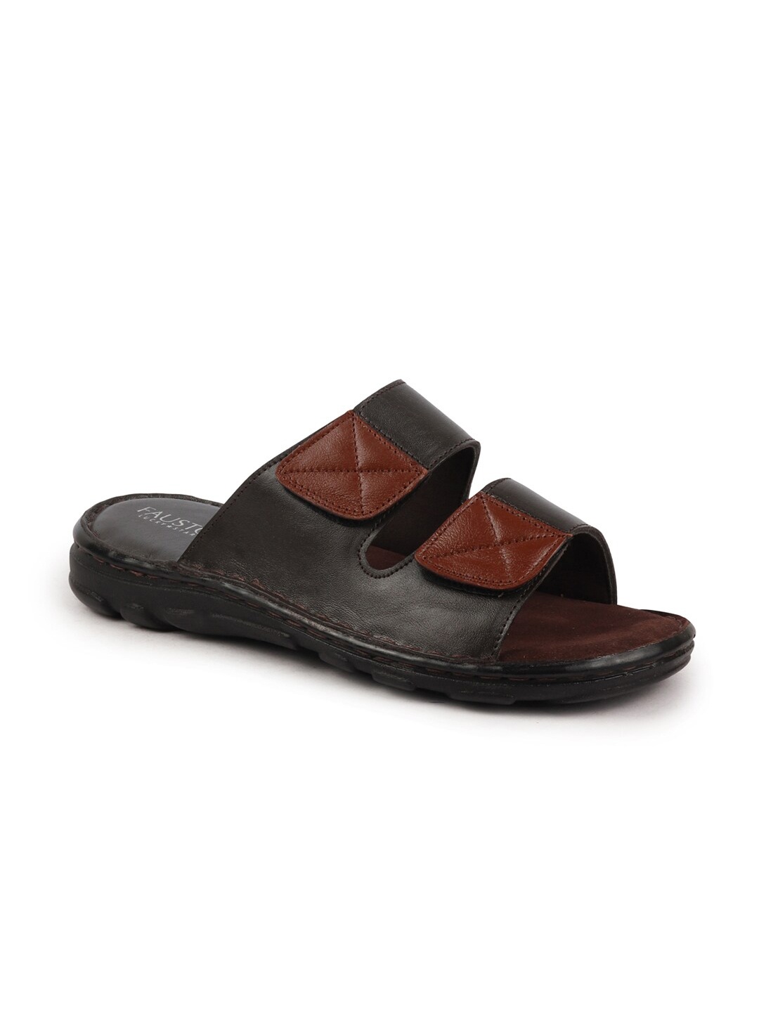 

FAUSTO Men Leather Comfort Sandals, Brown