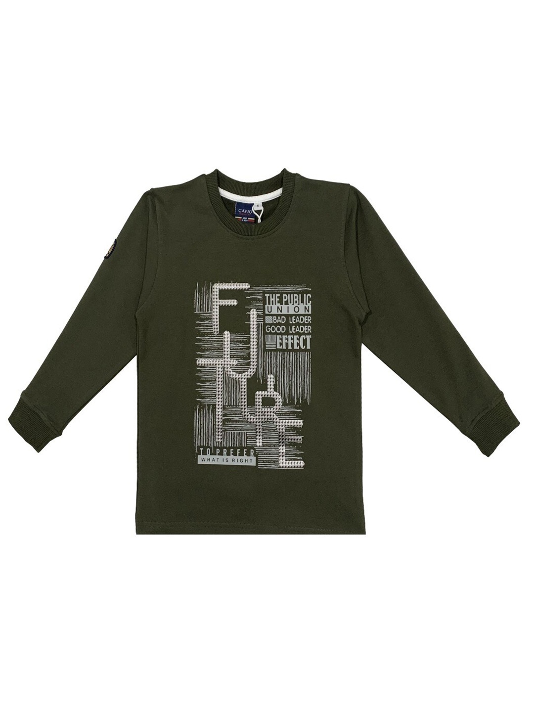 

CAVIO Boys Typography Printed Cotton T-shirt, Olive
