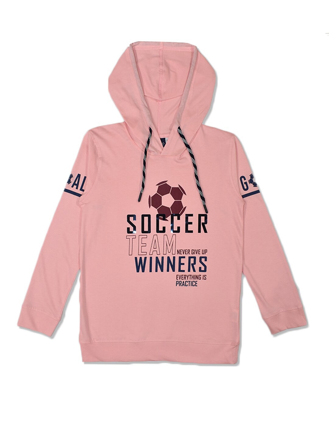 

CAVIO Boys Varsity Printed Hooded T-shirt, Pink