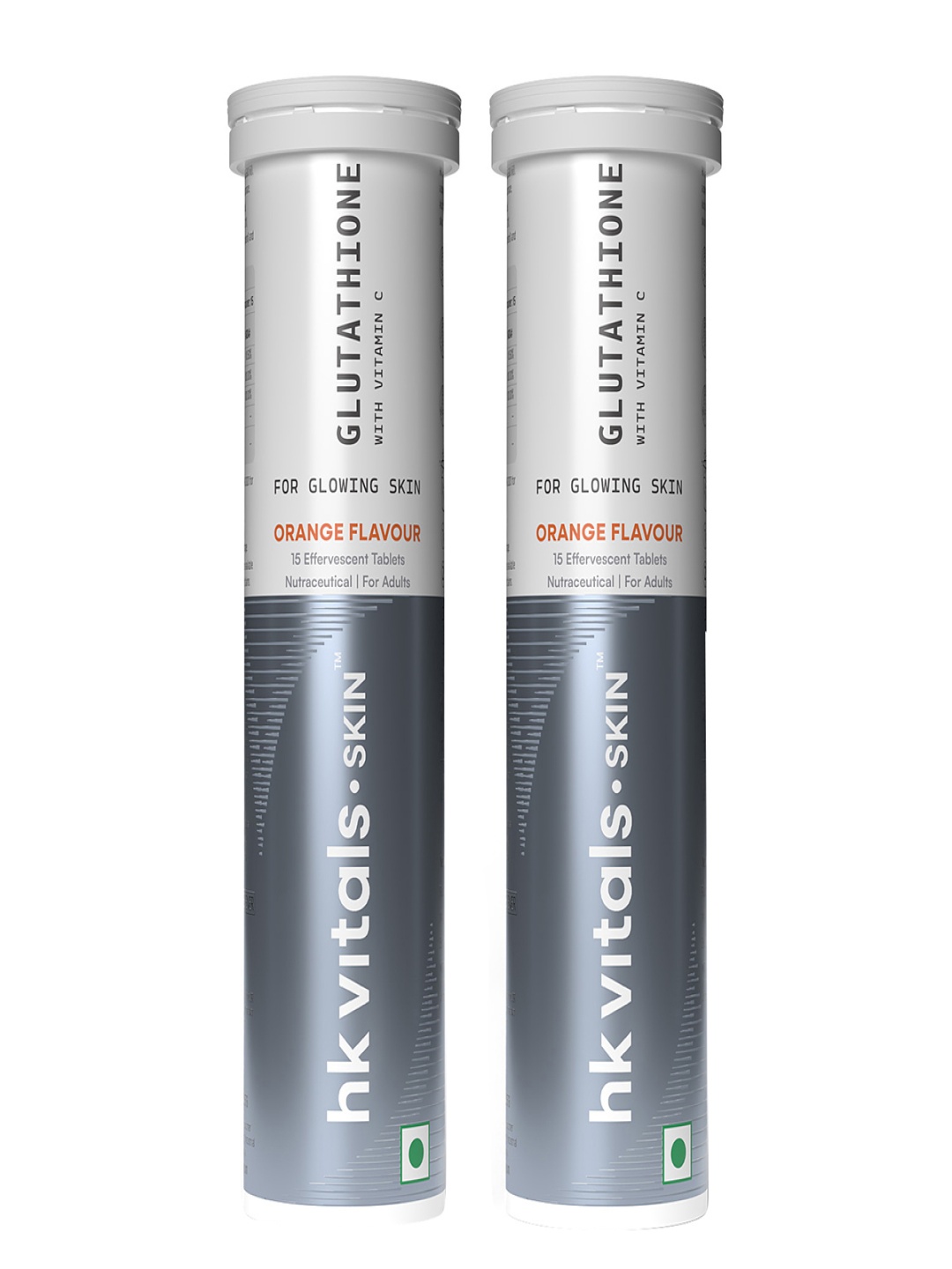 

HK VITALS Set Of 2 Glutathione Tablets - Orange Flavour - 15 Tablets Each