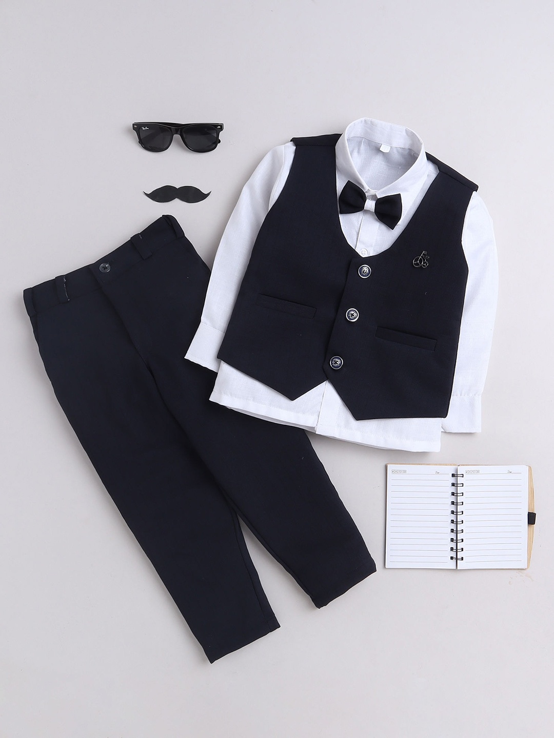 

BAESD Boys Single-Breasted Three-Piece Party Suit, Navy blue