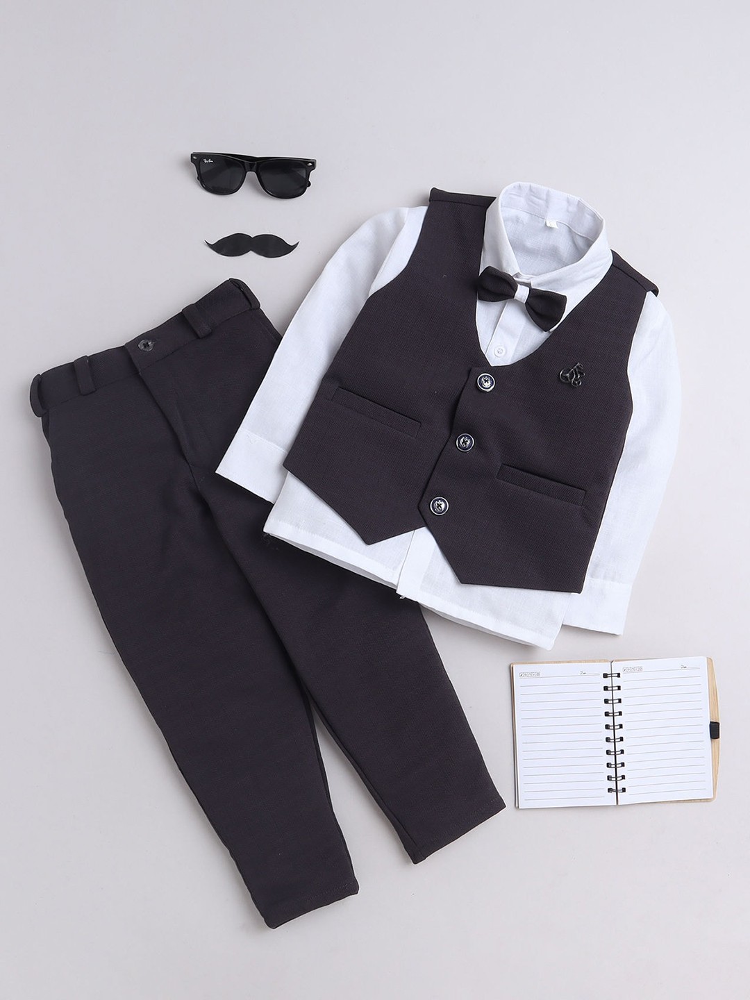 

BAESD Boys Woven Four-Piece Party Suit, Grey melange