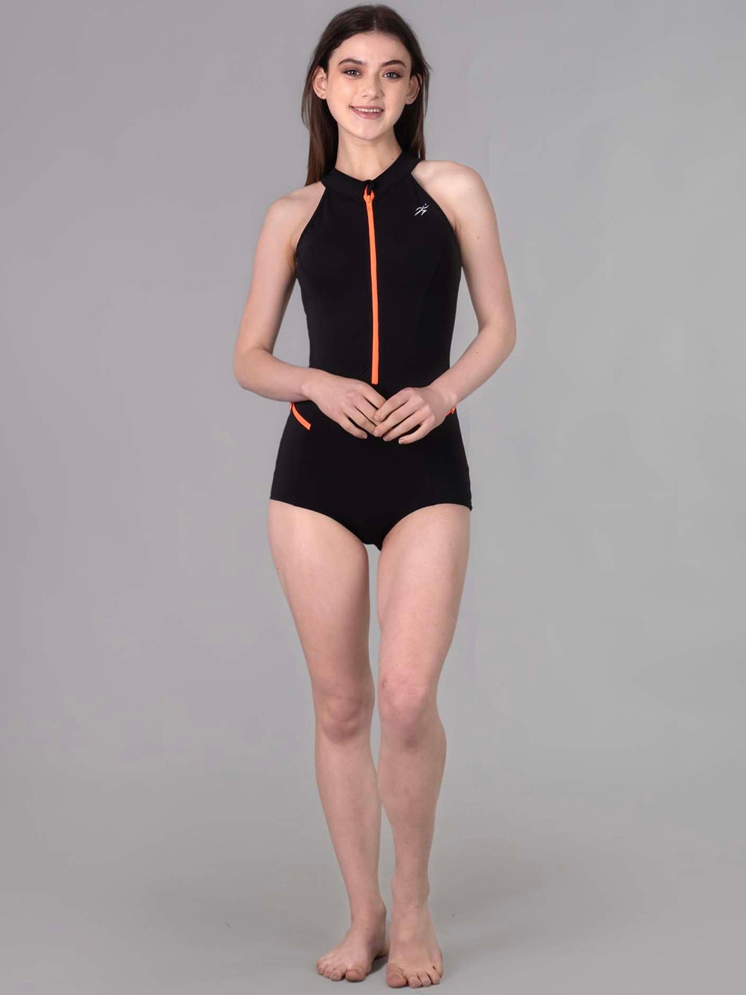 

Keepfit Round-Neck Sleeveless Monokini Bodysuit, Black