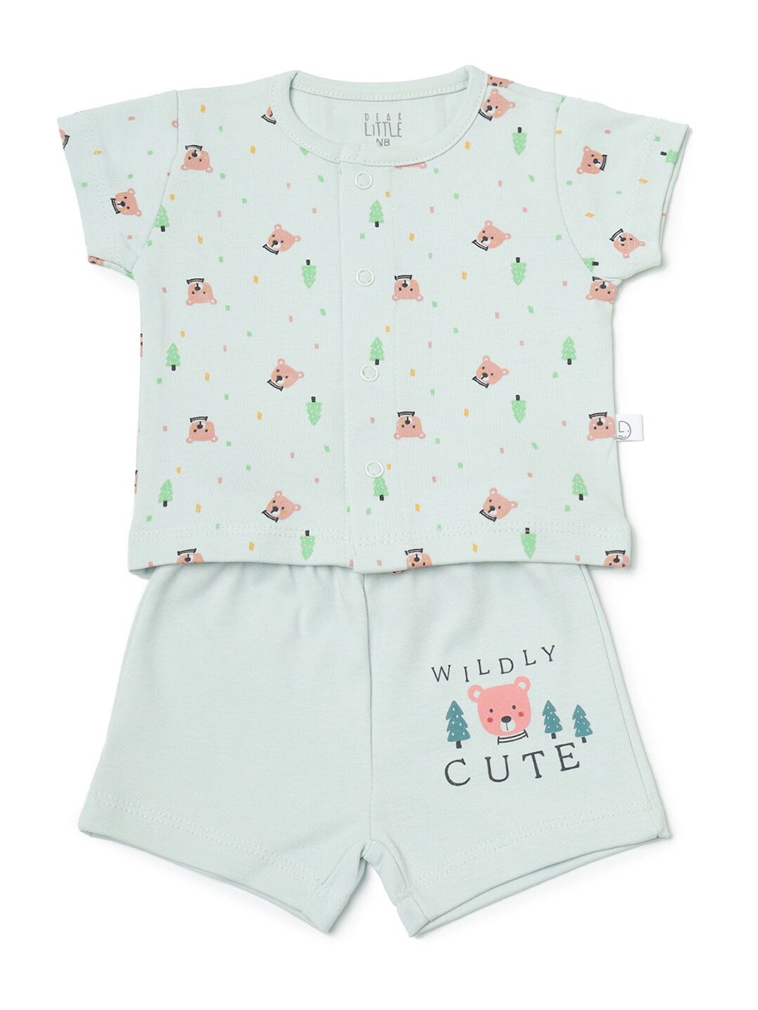 

Dear Little Boys Printed Pure Cotton Top With Short, Green