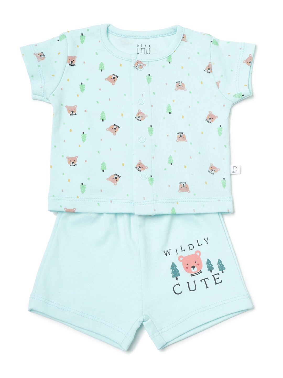 

Dear Little Boys Printed Pure Cotton Round Neck T-shirt With Short, Blue