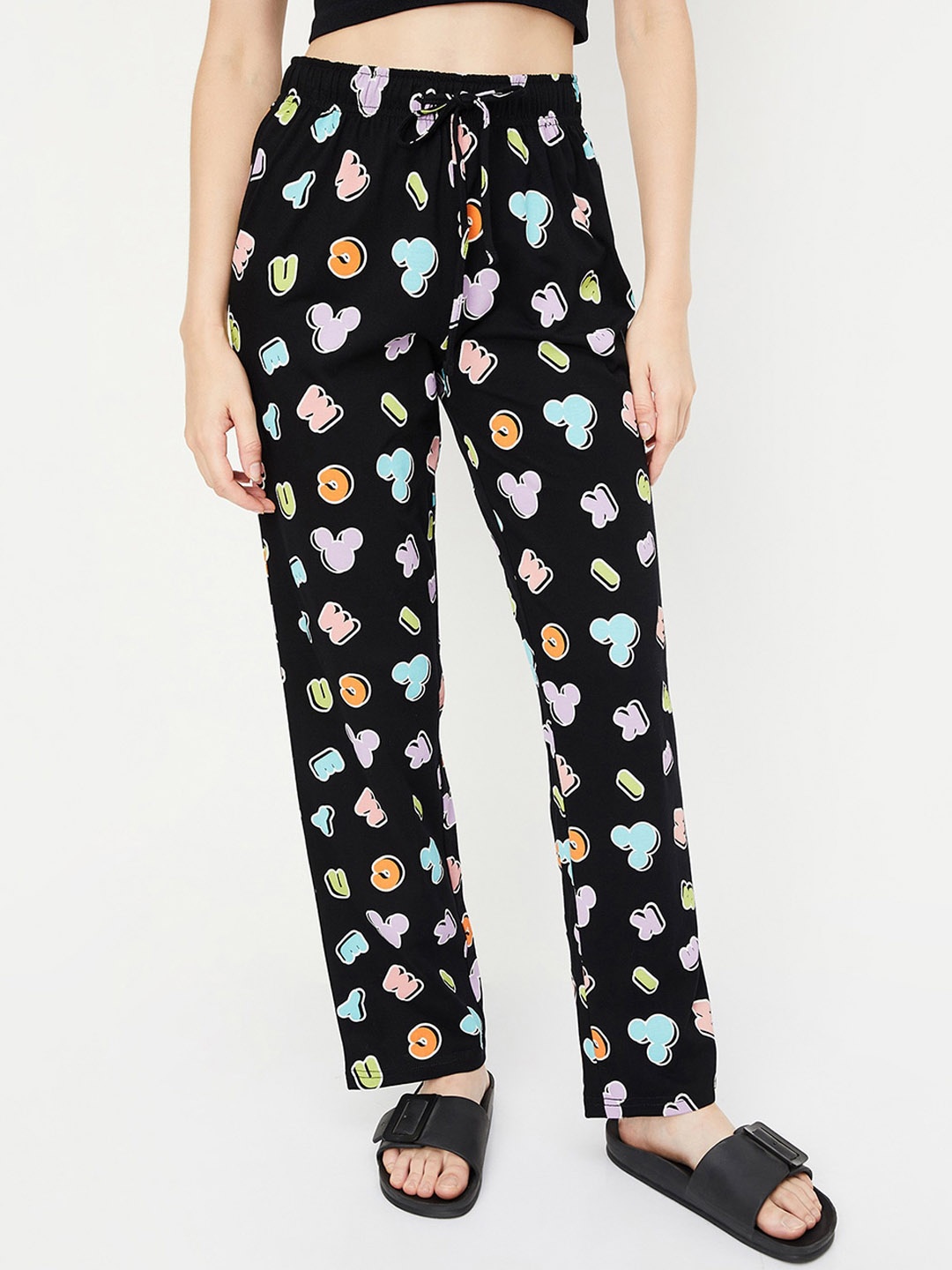

max Women Printed Pure Cotton Lounge Pant, Black