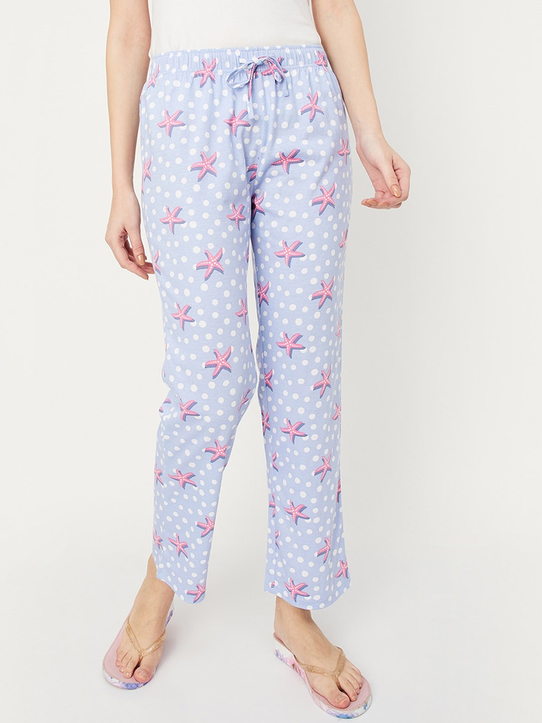 

max Star Women Printed Pure Cotton Lounge Pant, Blue