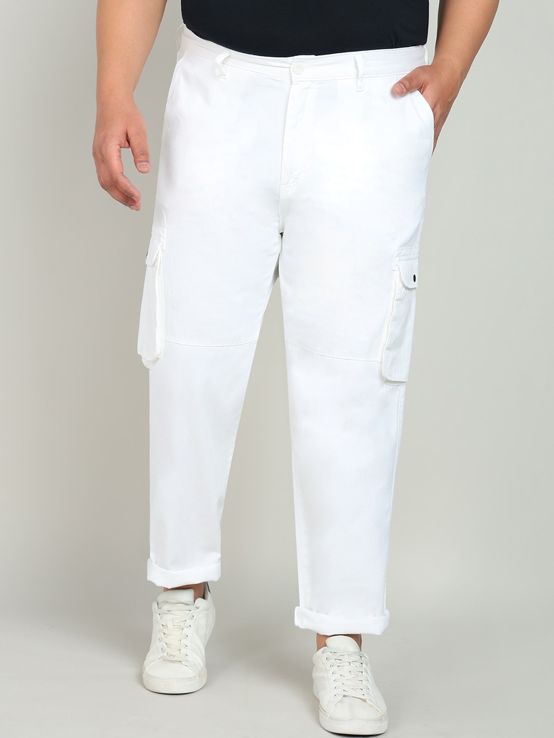

IVOC Plus Men Plus Size Pure Cotton Cargos, White