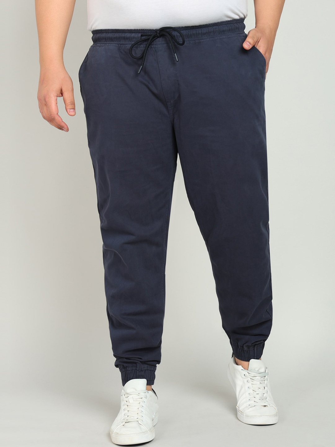 

IVOC Plus Men Plus Size Pure Cotton Joggers, Navy blue