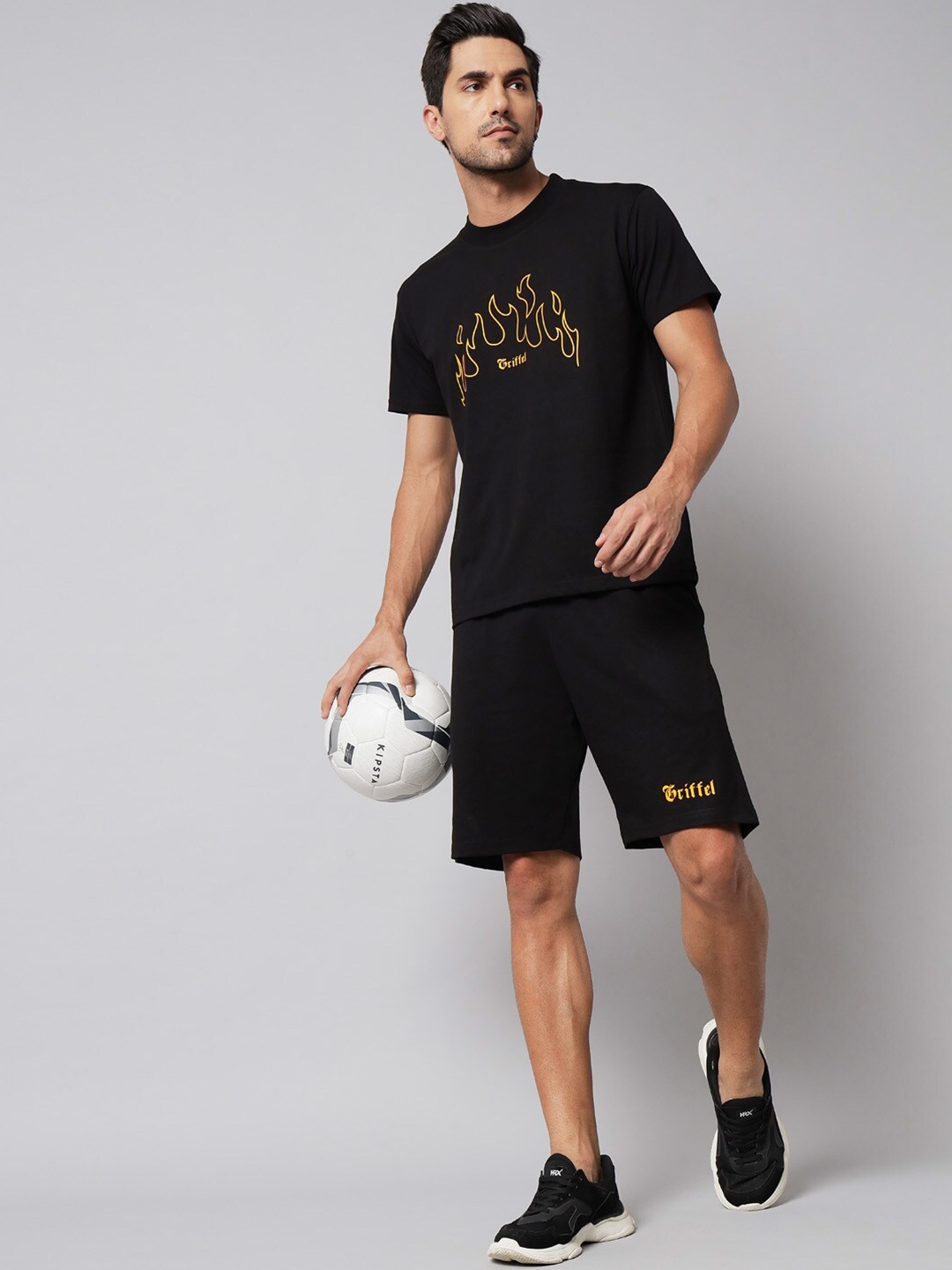 

GRIFFEL Printed T-Shirt With Shorts, Black