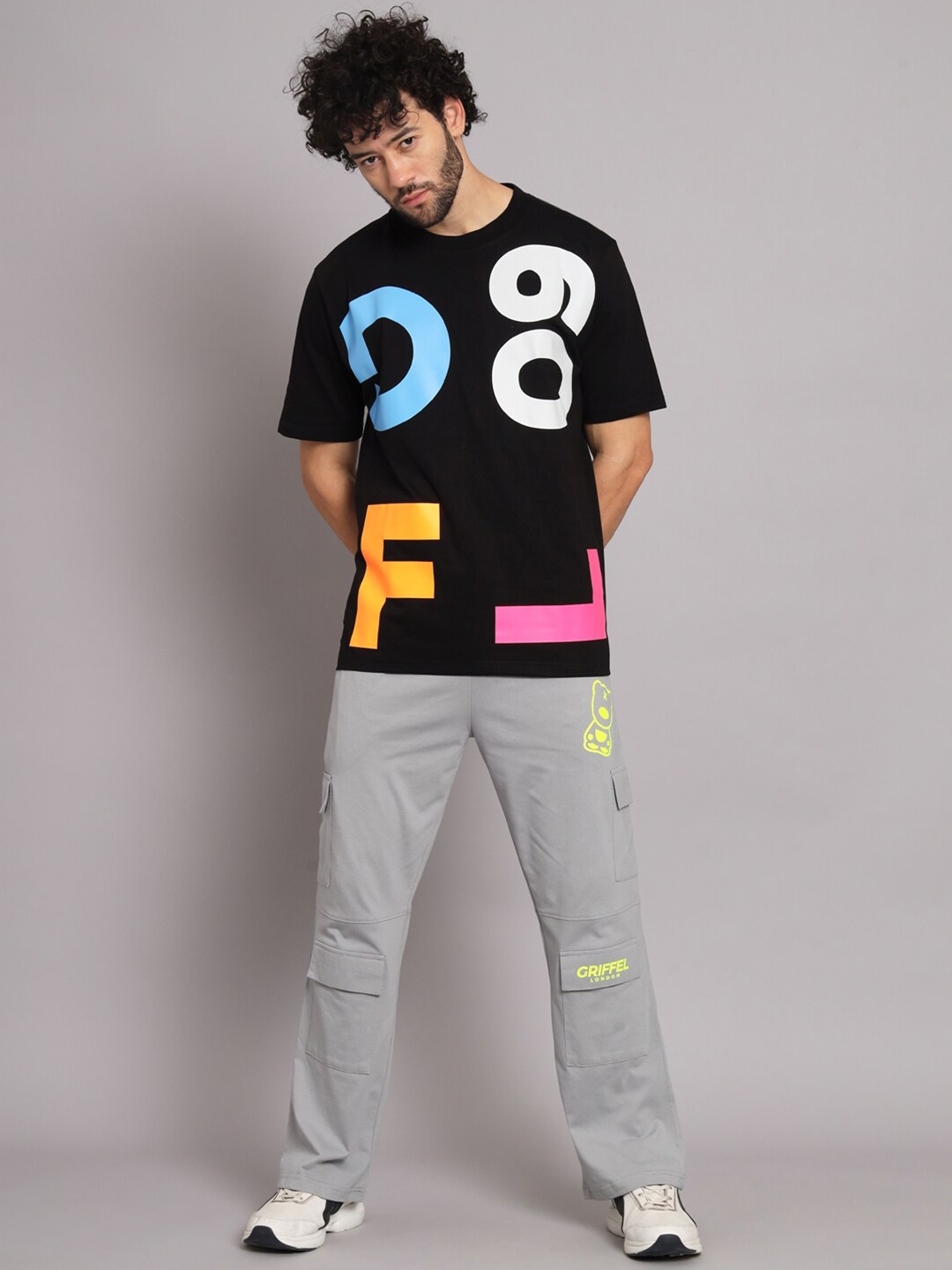 

GRIFFEL Oversized-Fit Cotton T-shirt & Track Pant, Black