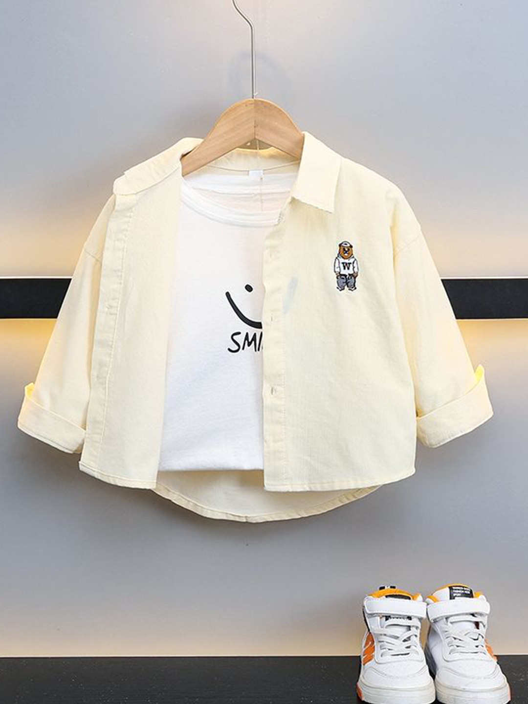 

StyleCast x Revolte Boys Spread Collar Casual Shirt, Beige