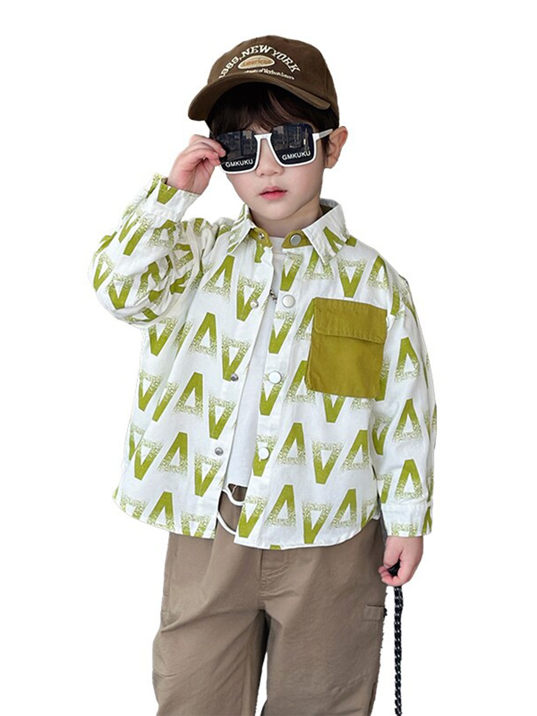 

StyleCast x Revolte Boys Opaque Printed Casual Shirt, Green