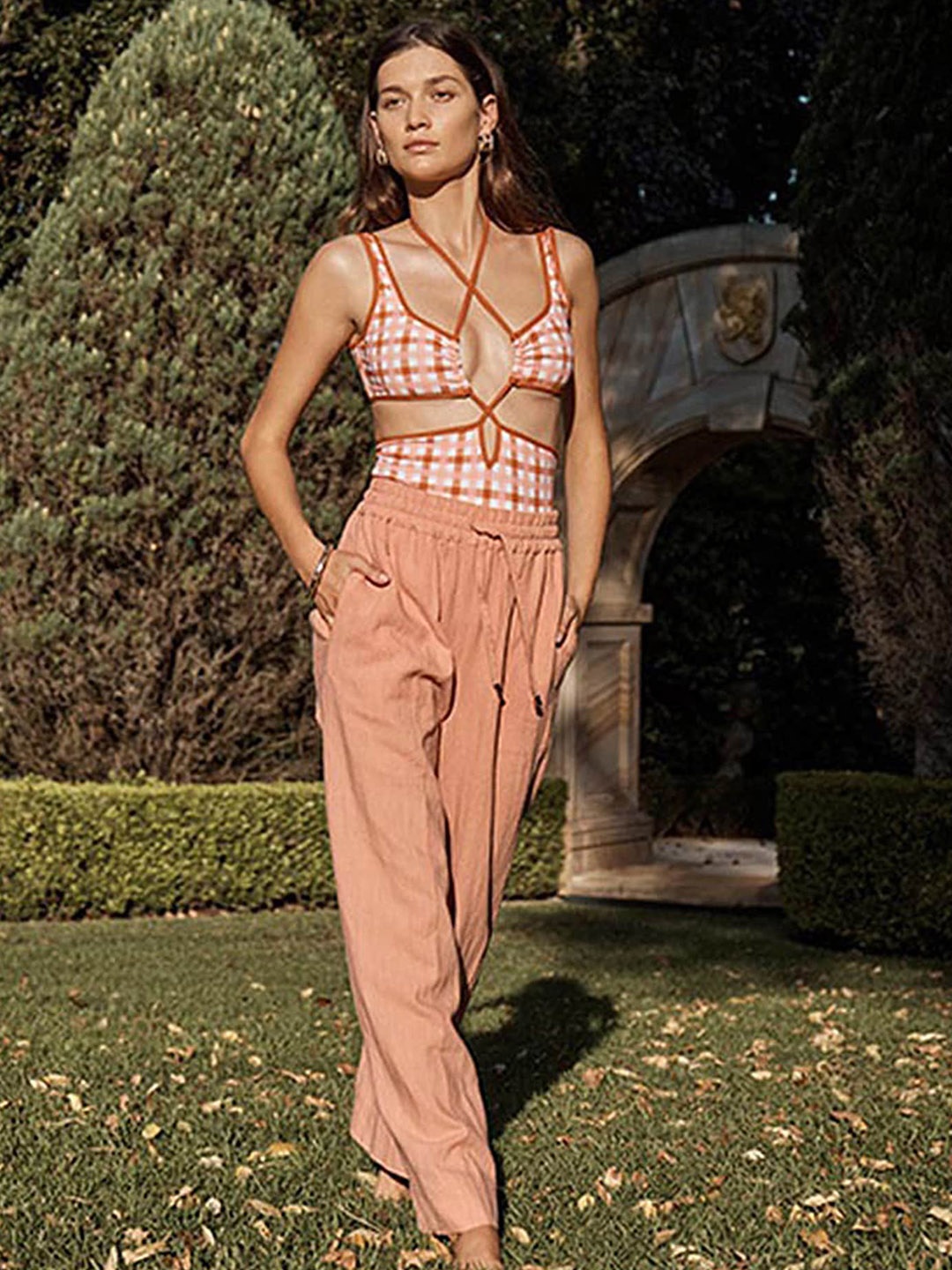 

LULU & SKY Lattice Swimwear Coverup Set, Orange