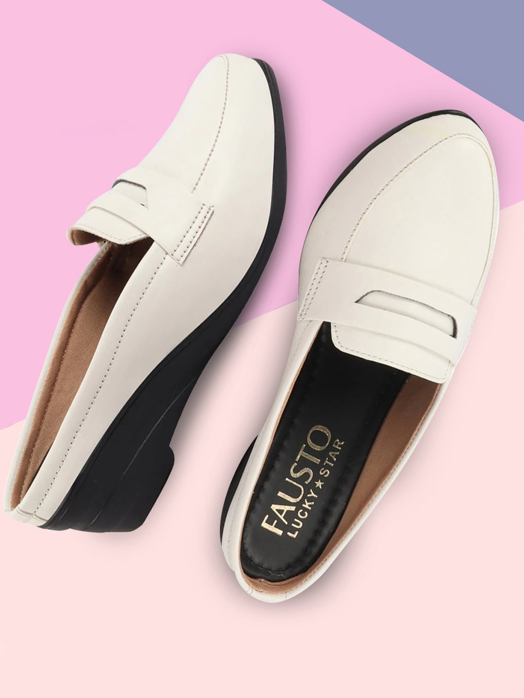 

FAUSTO Round Toe Wedge Heeled Pumps, White