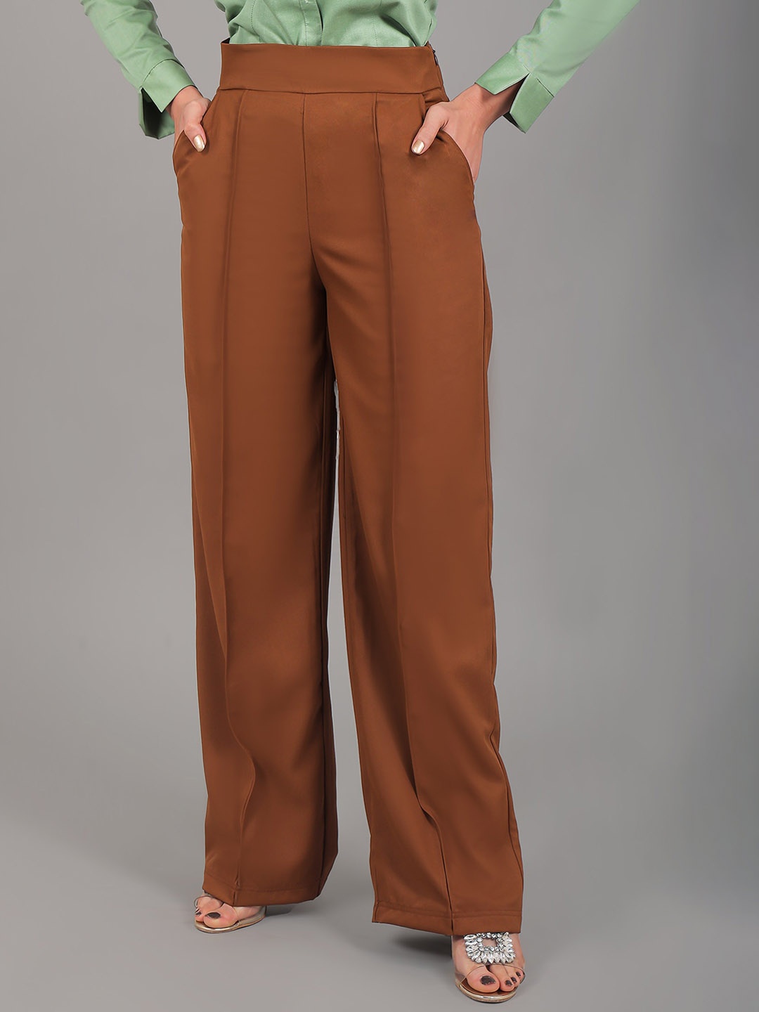 

BLUEBIRD Women High-Rise Trousers, Camel brown