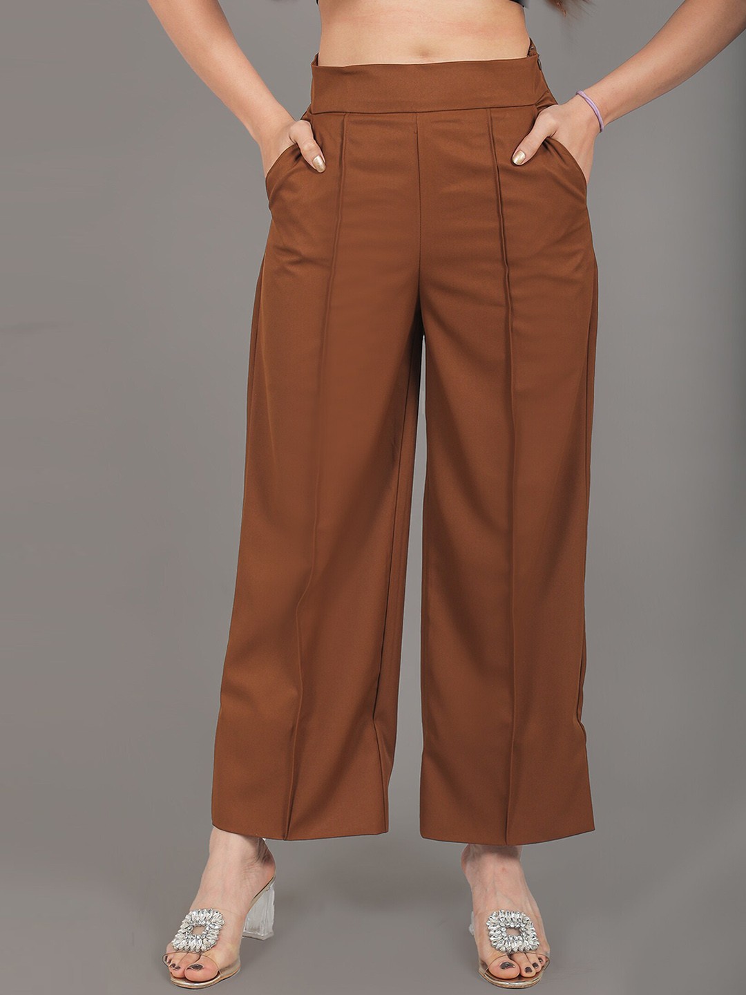 

BLUEBIRD Women High-Rise Trousers, Camel brown